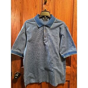 PGA TOUR Mercerized Golf Polo Shirt Blue Patterned‎ Short Sleeve Large